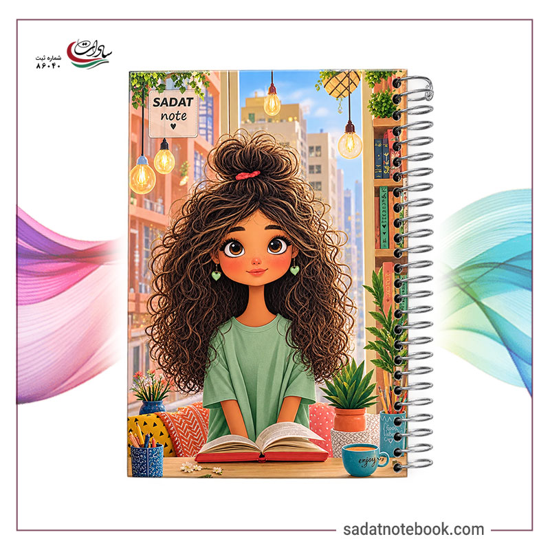 Novelty-notebook-10 دفتر یادداشت ۱۰۰ برگ ۱/۸ جلد سخت دخترونه مدل کتاب باز - تصویر 1