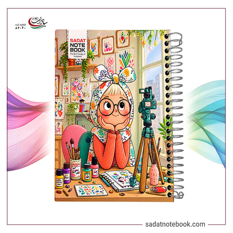 Novelty-notebook-12 دفتر یادداشت ۱۰۰ برگ ۱/۸ جلد سخت دخترونه مدل نگاره - تصویر 1